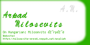 arpad milosevits business card